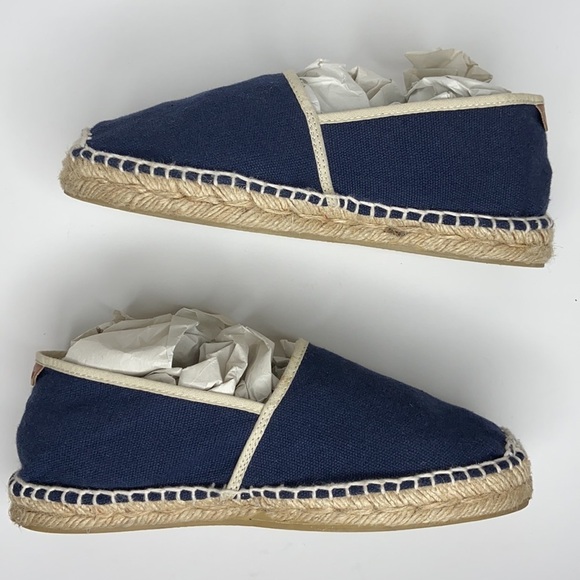 Toni Pons Blue Canvas Espadrilles Tan Trim Slip-On - Picture 3 of 16